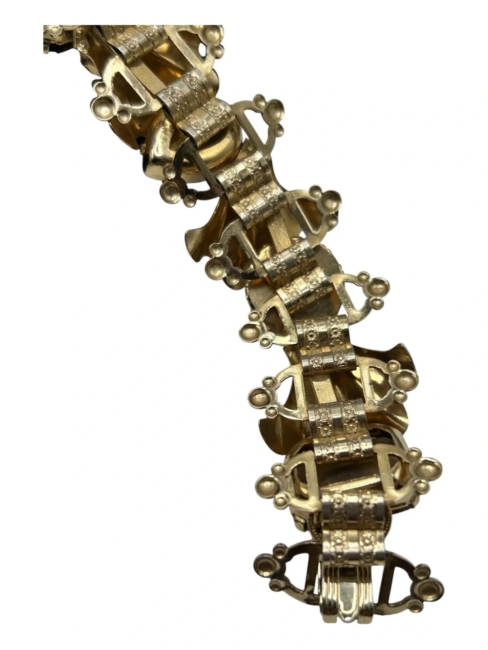 Massive  Vintage Topaz Glass Faux Pearl Book Chain Bracelet